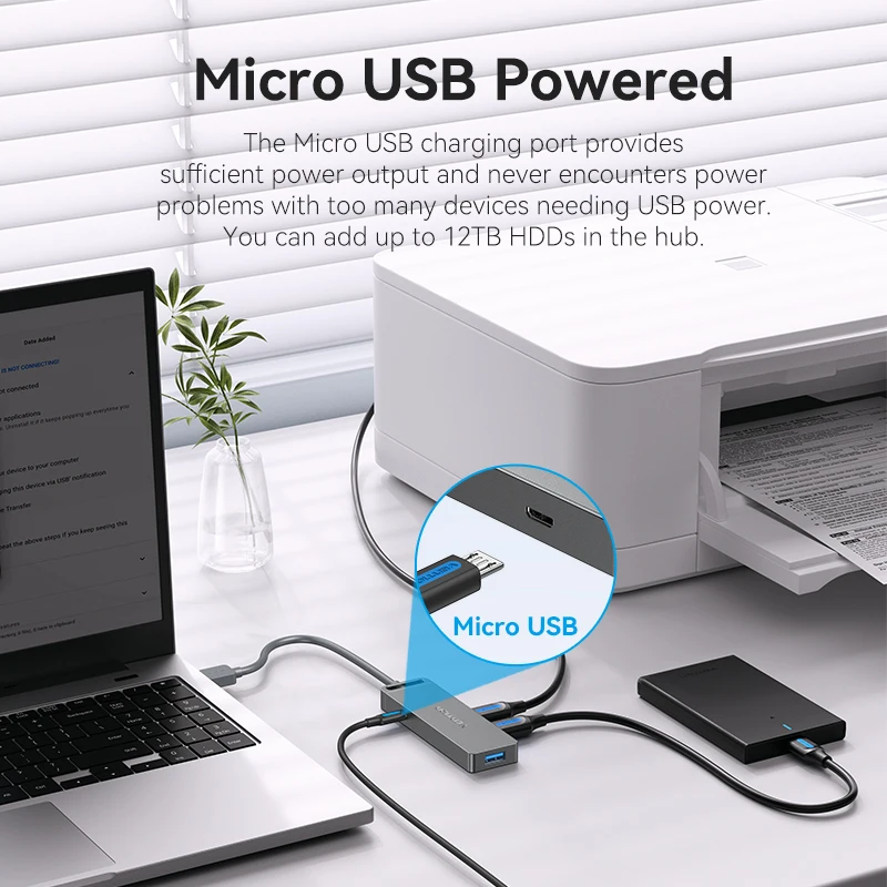 Vention USB C Hub de alta velocidad 4 puertos Multi tipo C a USB 3,0 Hub adaptador divisor para MacBook Pro iPad Pro Xiaomi Lenovo USB Hub - imagen 3