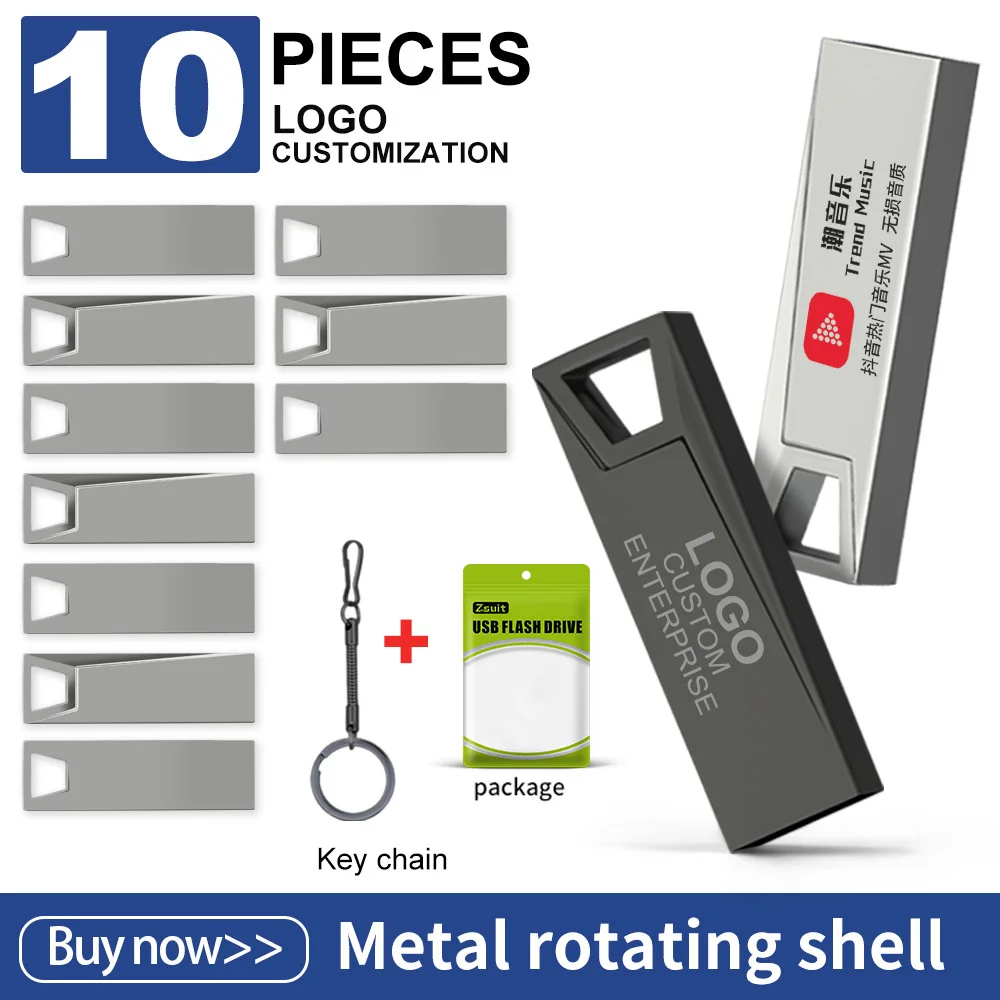 Zsuit nueva unidad Flash USB de Metal 64GB 128GB Pen Drive 4GB 8GB 16GB 32GB memoria Stick impermeable U disco Pendrive disco de almacenamiento USB - imagen 2
