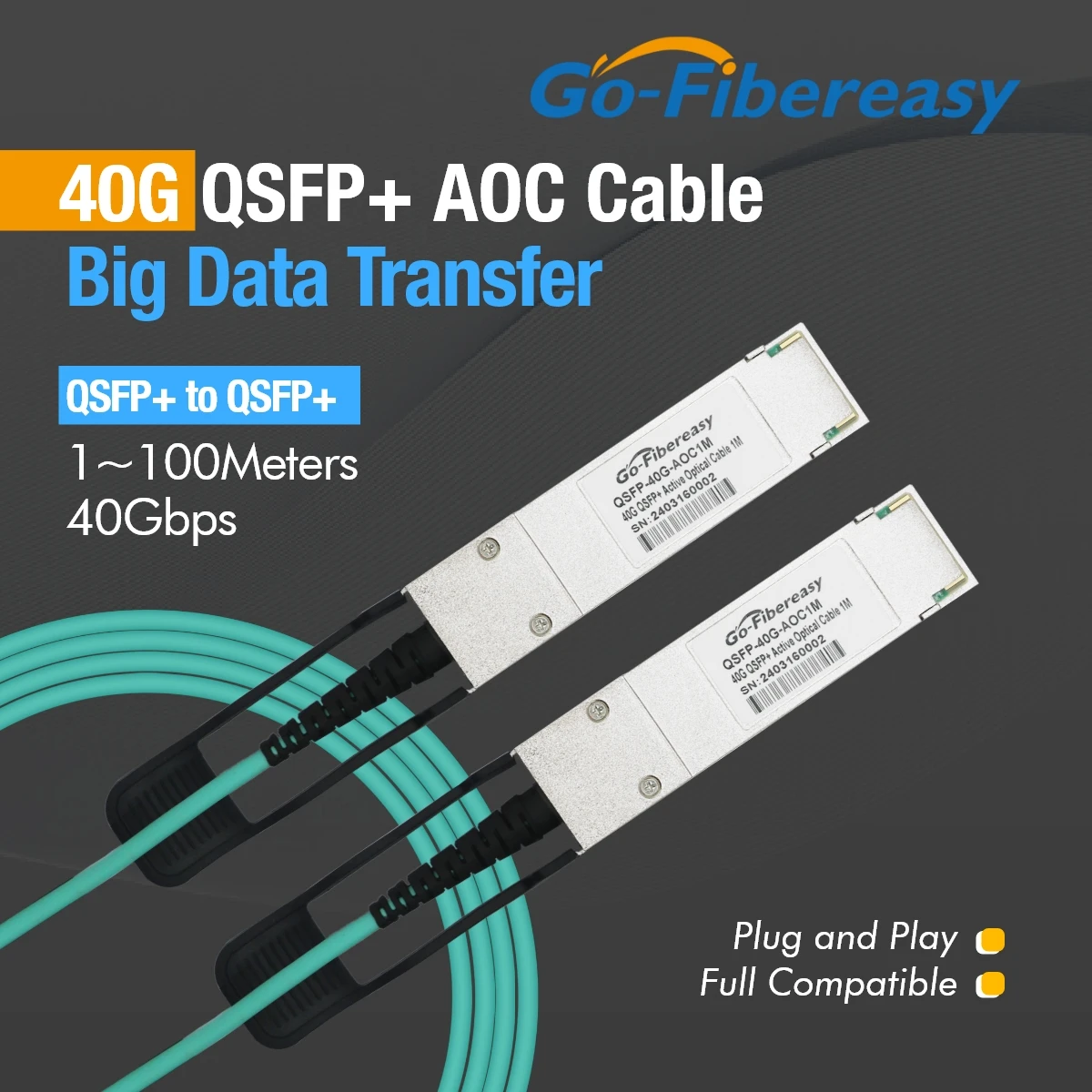Cable QSFP 40G AOC 1m,2m ~ 100m QSFP + a QSFP + Cable óptico activo 40Gb Cable de fibra InfiniBand para Cisco,Mikrotik Switch/tarjeta NIC
