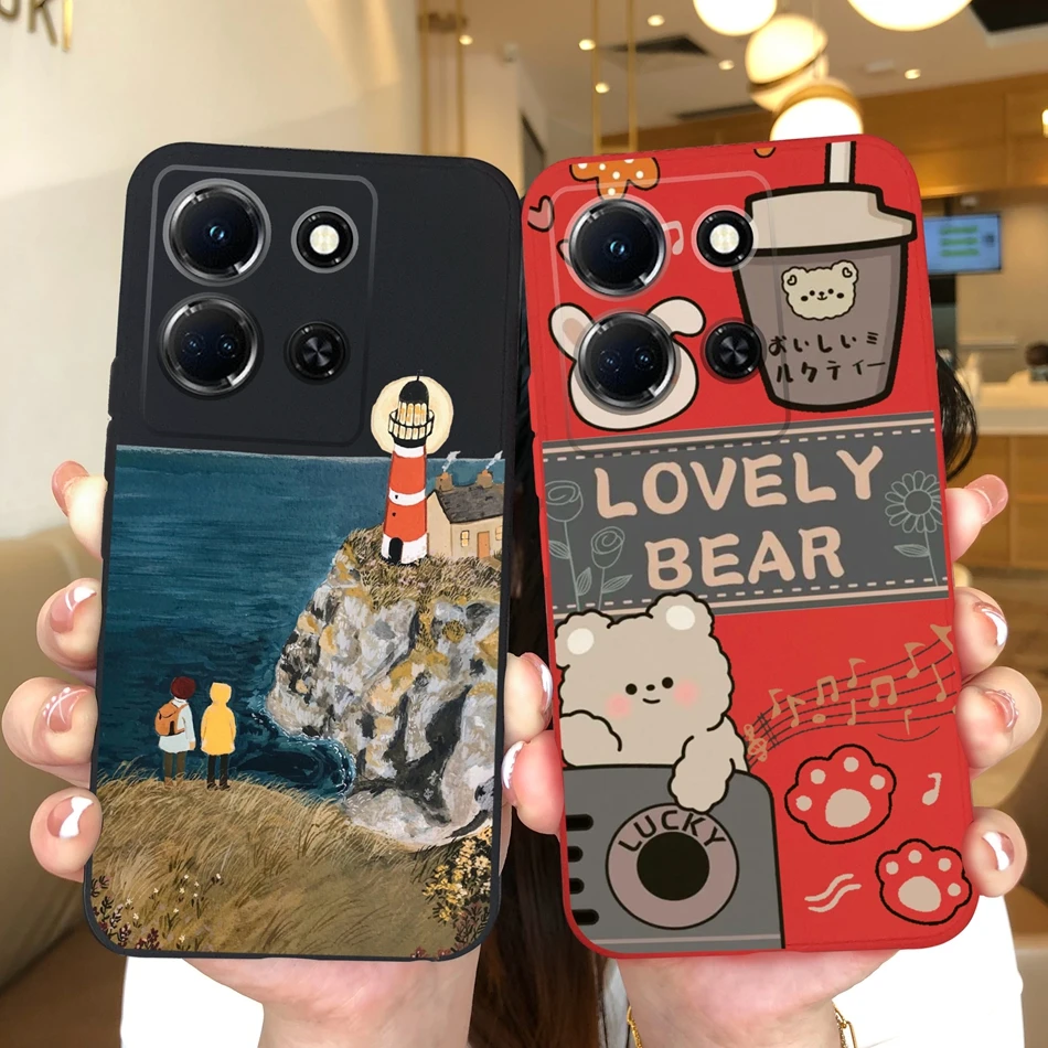 Funda de teléfono para Infinix Note 30 30Pro 30i, carcasa de silicona delgada con oso encantador, carcasa trasera anticaída para Infinix Note 30 30 i Pro - imagen 2