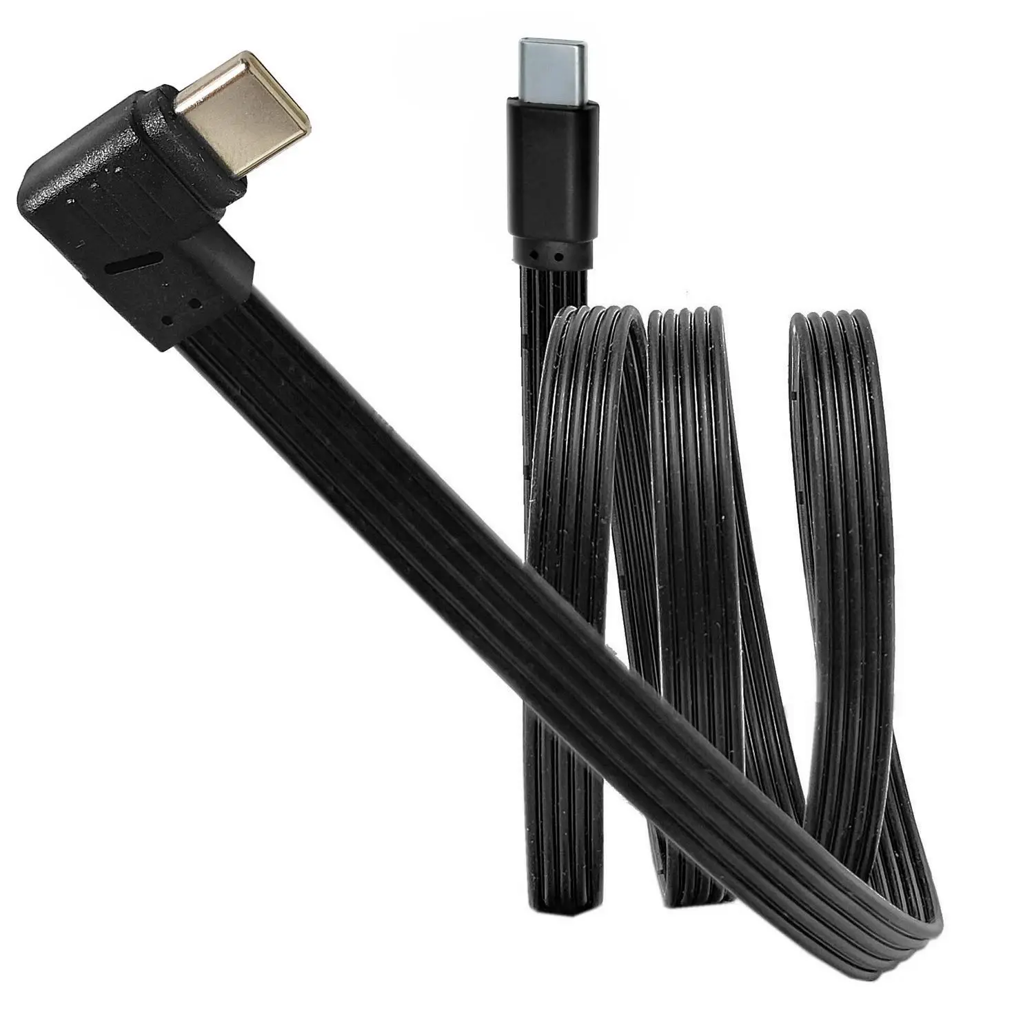 0,5 0,1 M USB 2,0 USB C Cable plano en ángulo hacia arriba abajo USB 2,0 tipo C Cable de datos de carga rápida Cable extensor macho/hembra para USB