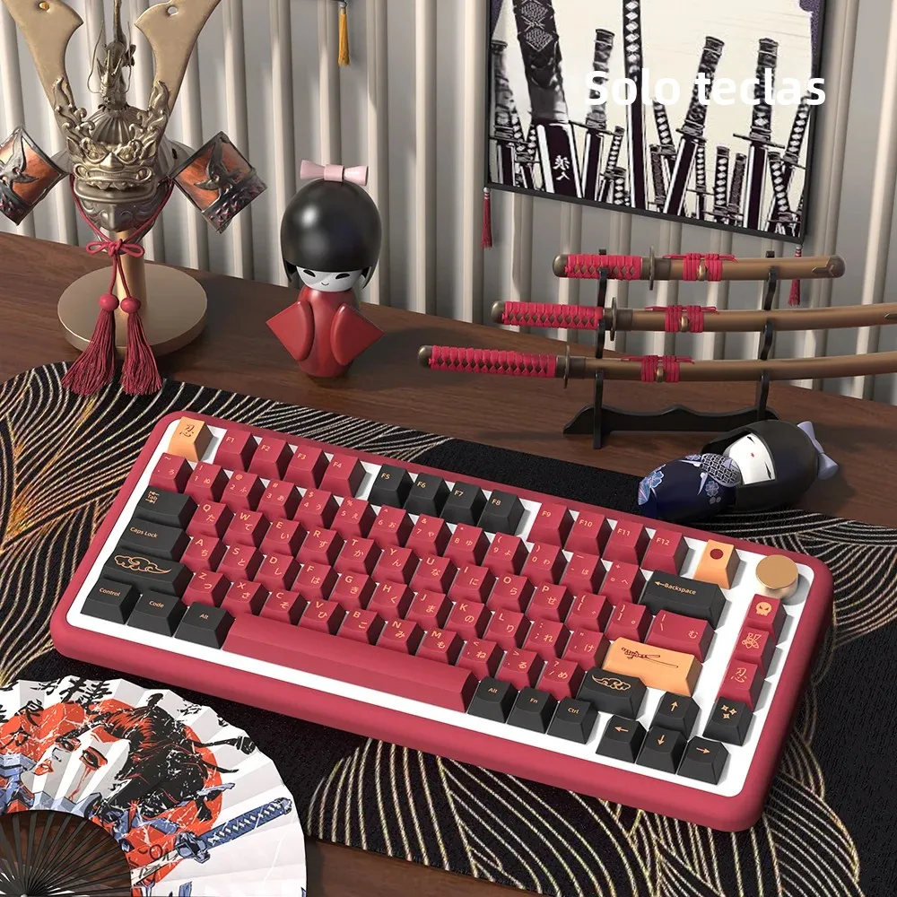 Teclas PBT samurái rojas, perfil de cereza, diseño ISO para teclado mecánico personalizado, japonés, coreano, alemán, español y francés - imagen 2