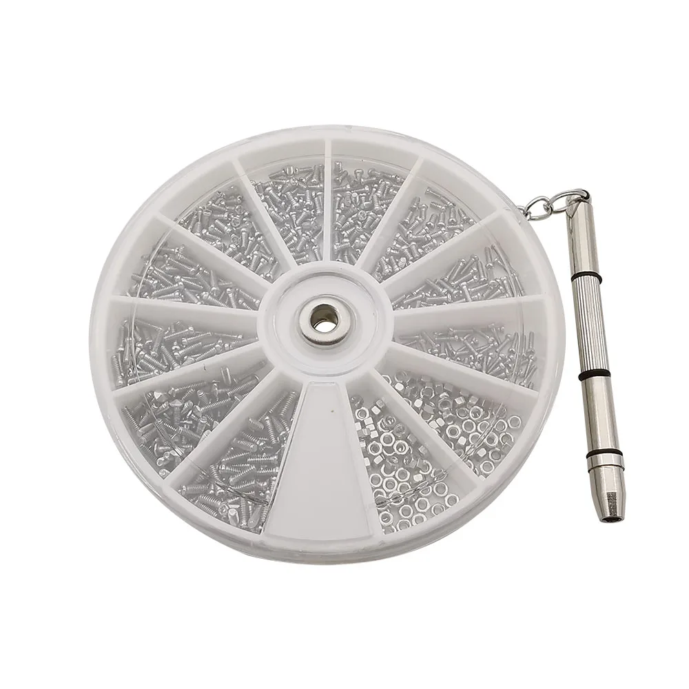 600 unids/caja Mini tornillos tuercas surtido Kit M1 M1.2 M1.4 M1.6 tuerca de tornillo pequeña con destornillador para reparación de gafas de reloj DIY