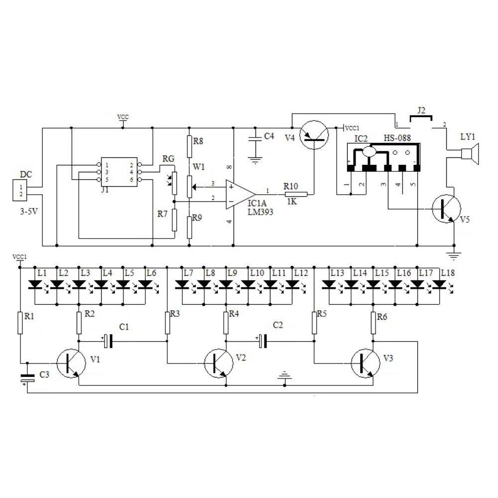 Kit electrónico LED de Color en forma de corazón con música controlada por luz DIY, Kit de práctica de soldadura PCB intermitente cíclico de 18 LED, DC4.5-5V - imagen 4