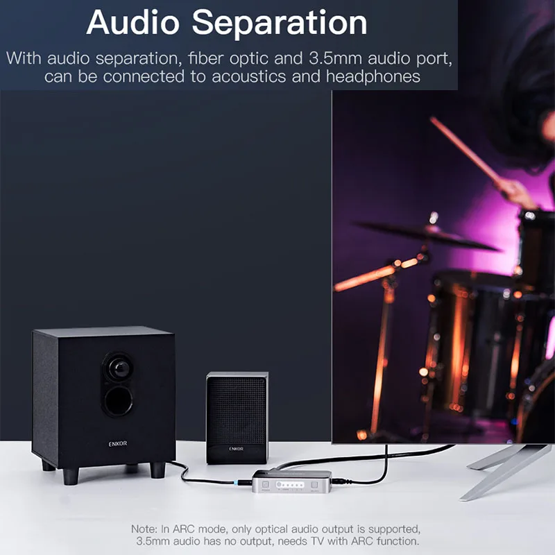 Conmutador HDMI 3 Puertos 4K Vention – Audio Toslink Óptico