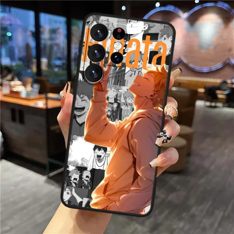 Shoyo Hinata Anime para Samsung Galaxy S25 S24 S23 S22 S21 S20 S10 S9 S8 FE Lite Ultra Plus 5G funda de teléfono negra - imagen 4