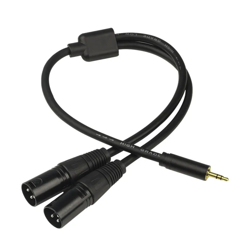 Adaptador convertidor de Audio estéreo desequilibrado, enchufe macho profesional de 3,5mm a 2 micrófonos macho XLR duales, Cable divisor Y de 50cm