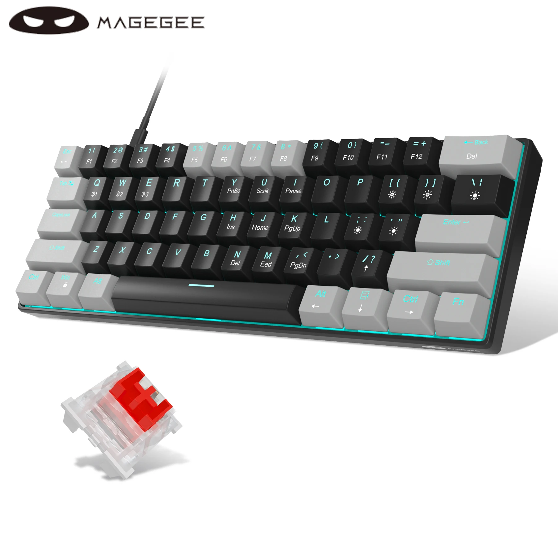 MageGee MK-Star61 60% Teclado mecánico para jugar 61 teclas azul marino retroiluminado pequeño compacto portátil 60 por ciento teclado para juegos Gamer - imagen 2
