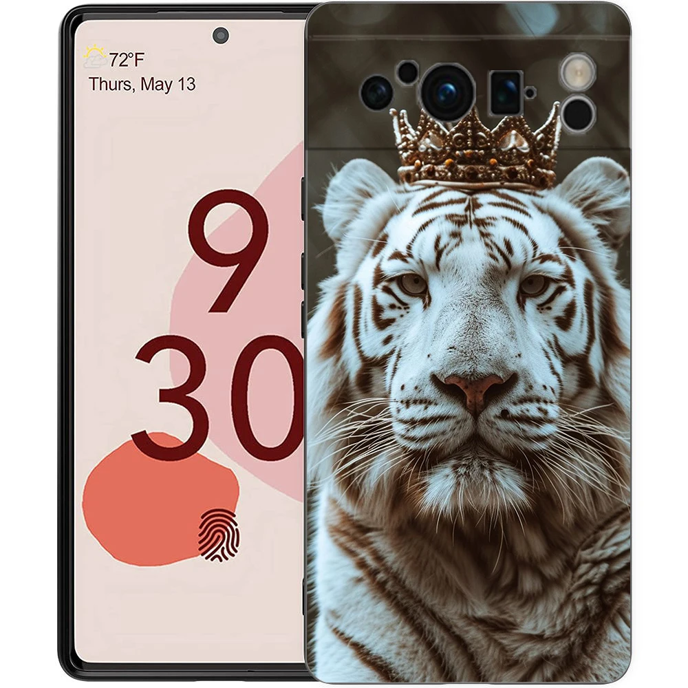 Funda de teléfono Tigre Lobo León Animal para Google Pixel 9 8 7 6 Pro XL 8A 7A 6A TPU carcasa suave a prueba de golpes cubierta negra - imagen 4