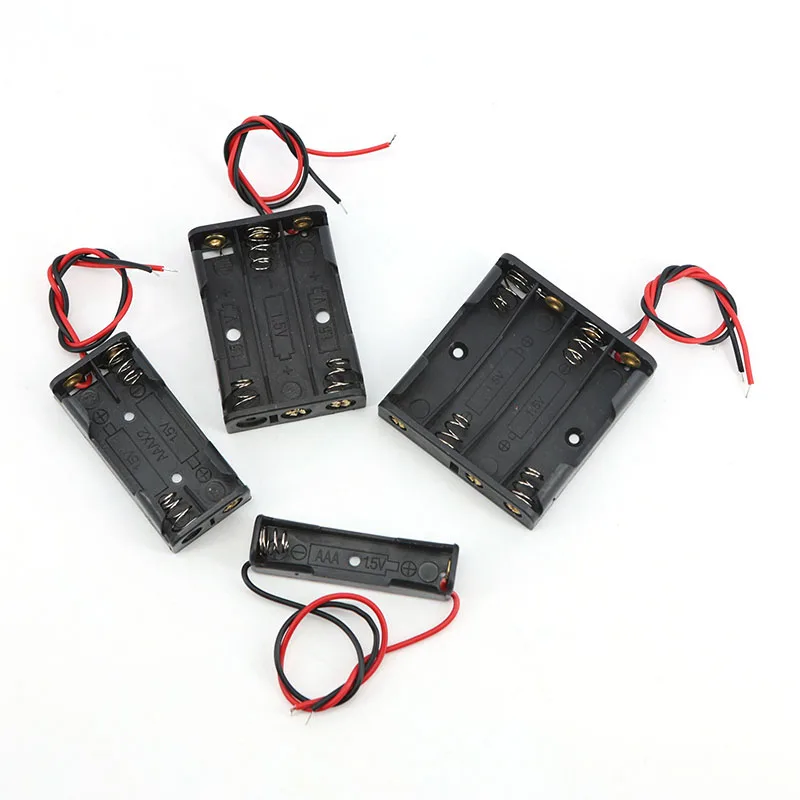 1X 2X 3X 4X AAA 1,5 v 3v 4,5v 6v soporte de batería caja de almacenamiento baterías 1 2 3 4 ranuras AAA cajas para banco de energía contenedor 2 pines cable - imagen 2