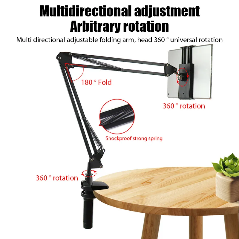 Soporte de Metal mejorado para tableta y teléfono, brazo largo, Clips para cama, escritorio, soporte perezoso, soporte para iPad, nuevo - imagen 5