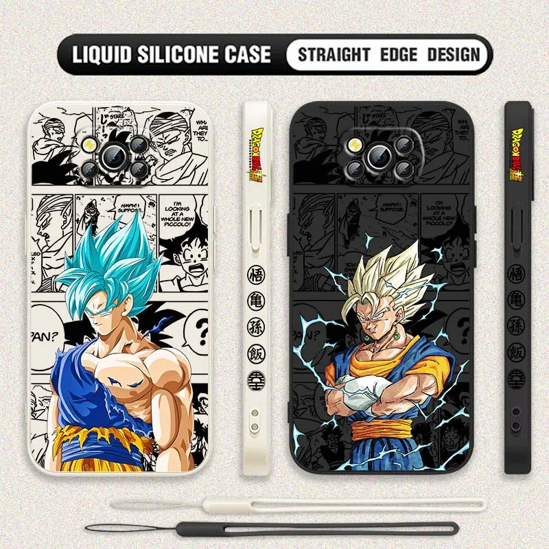 D-Dragon Ball Art Goku Saiyan para Xiaomi Poco X6 X5 X4 X3 M6 M5 M3 F6 F5 F4 F3 GT Pro 5G cubierta de la caja del teléfono de cuerda izquierda líquida - imagen 2