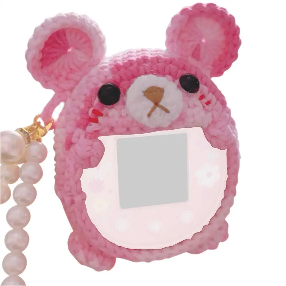 Funda protectora para Tamagotchi Paradise, oso colorido hecho a mano con cordón de perlas, carcasa protectora electrónica anticaída para mascotas - imagen 2