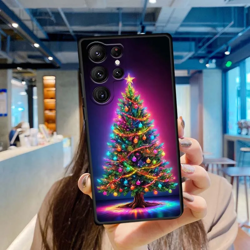 Funda de teléfono con diseño de ciervo luminoso, regalo de Navidad para Samsung Galaxy S25 S24 S23 S22 S21 S20 S10 Ultra Plus FE 5G, funda de TPU suave negra - imagen 3