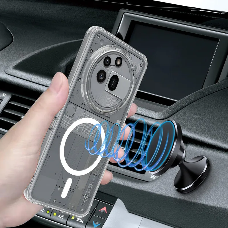 For Nothing Phone 3A, 3A Pro Funda magnética ELVEV A prueba de golpes Transparente Duro PC + TPU Protección Contraportada - imagen 5