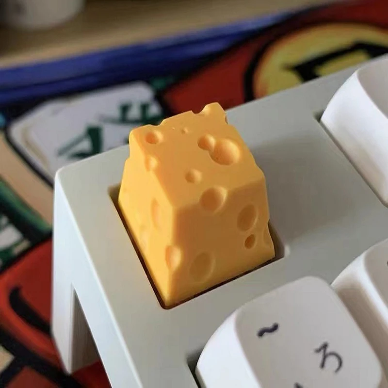 1 unidad de teclas de teclado mecánico DIY, bonitas tapas de teclado de resina con forma de queso, cubierta de llave de eje transversal, accesorios de repuesto - imagen 4
