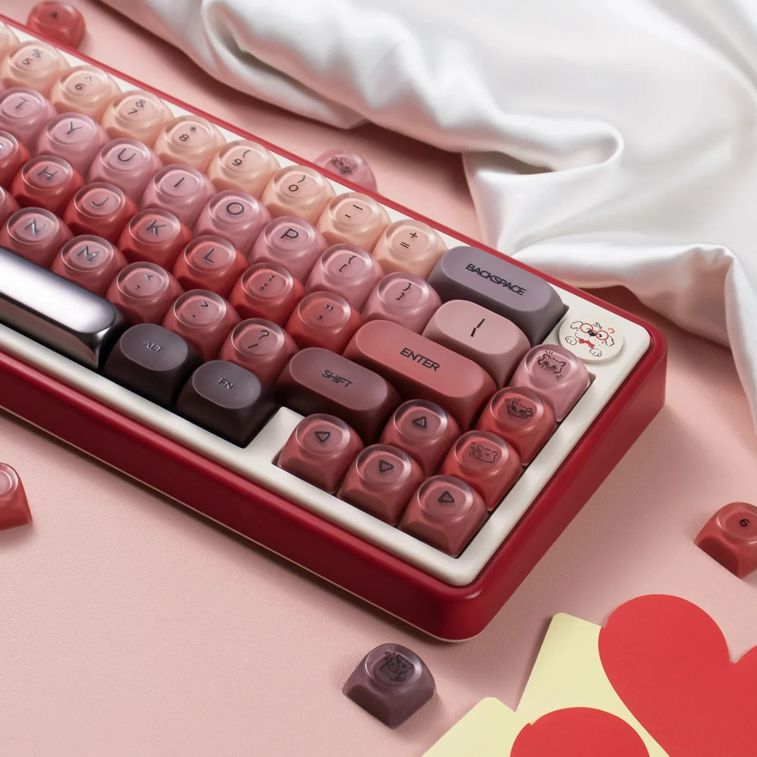 Lápiz labial de 132 teclas, perfil HOA, teclas PBT de doble disparo personalizadas, tapa de tecla de PC semitransparente para interruptores Cherry MX, teclado para juegos - imagen 3