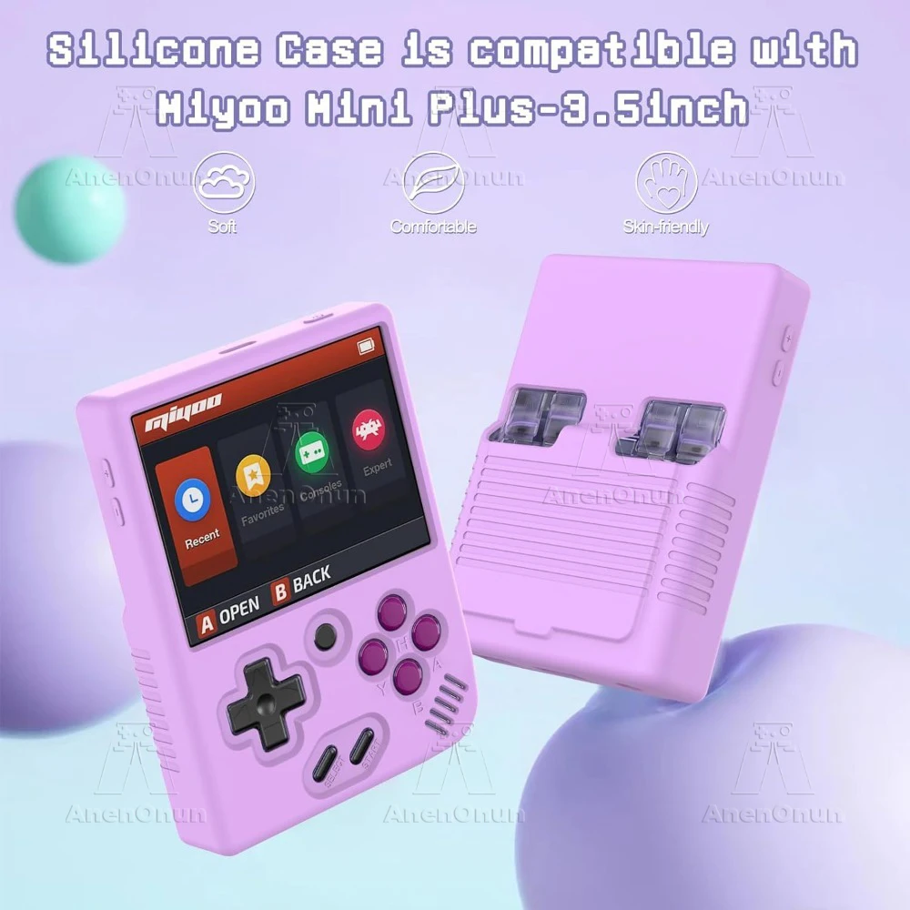 Funda protectora de silicona Miyoo Mini Plus con cordón, anticaída, antiarañazos, ajuste completo, funda suave, accesorios para la piel - Púrpura - imagen 2