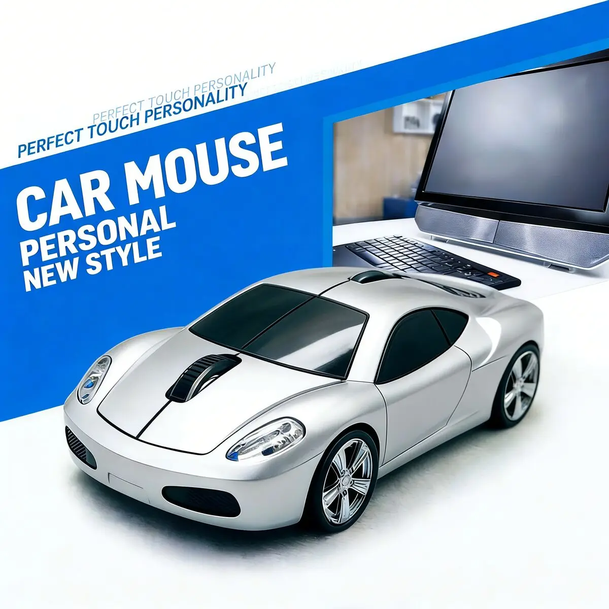 Ratón deportivo inalámbrico para coche, periférico óptico de 1600DPI, con USB, para ordenador, PC y portátil