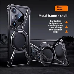 Metal Magnético 360 °   Funda de teléfono con soporte giratorio para Huawei P70 Pro Ultra Mate 60 70 Pro, cubierta de choque de aluminio con disipación de calor hueca