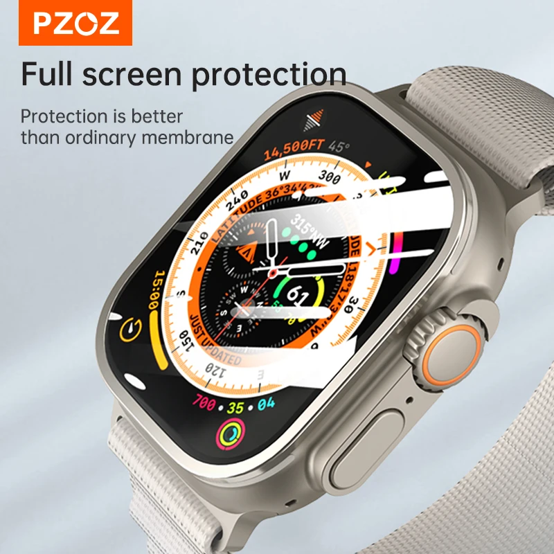 Caja PZOZ, película de vidrio templado para iWatch Ultra 2, carcasa de Metal, funda trasera de PC para Apple Watch, bolsa protectora de pantalla Ultra 49mm - imagen 2