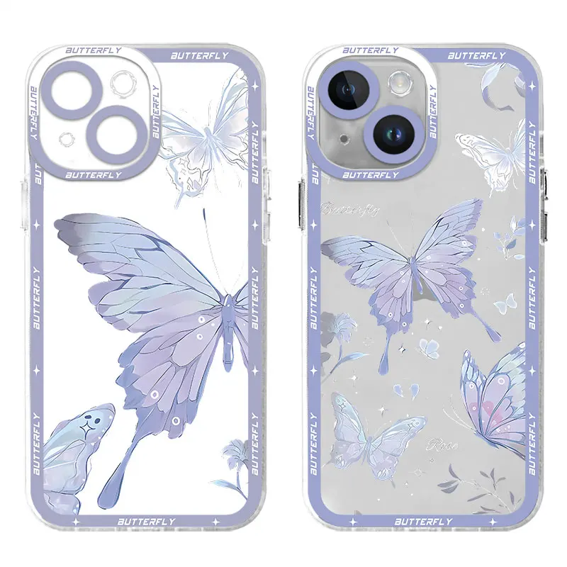 Funda para Xiaomi Redmi Note 12S 12 Pro Plus 5G 9S 10S 10 11S 9 11 Pro 10 hermosa mariposa arte trasero cubierta de silicona transparente