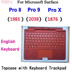 Teclado Trackpad retroiluminado en inglés AAA +++ para Microsoft Surface Pro 8 Pro 9 Pro X teclado de montaje Topcase con Trackpad rojo