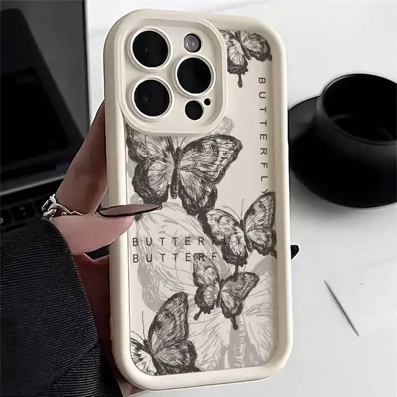 Funda de mariposa blanca y negra para Motorola Moto E14 G54 5G G34 G24 G14 G85 G32 Edge 40 Neo 50 Fusion Pro G52 E32 funda de silicona - imagen 2