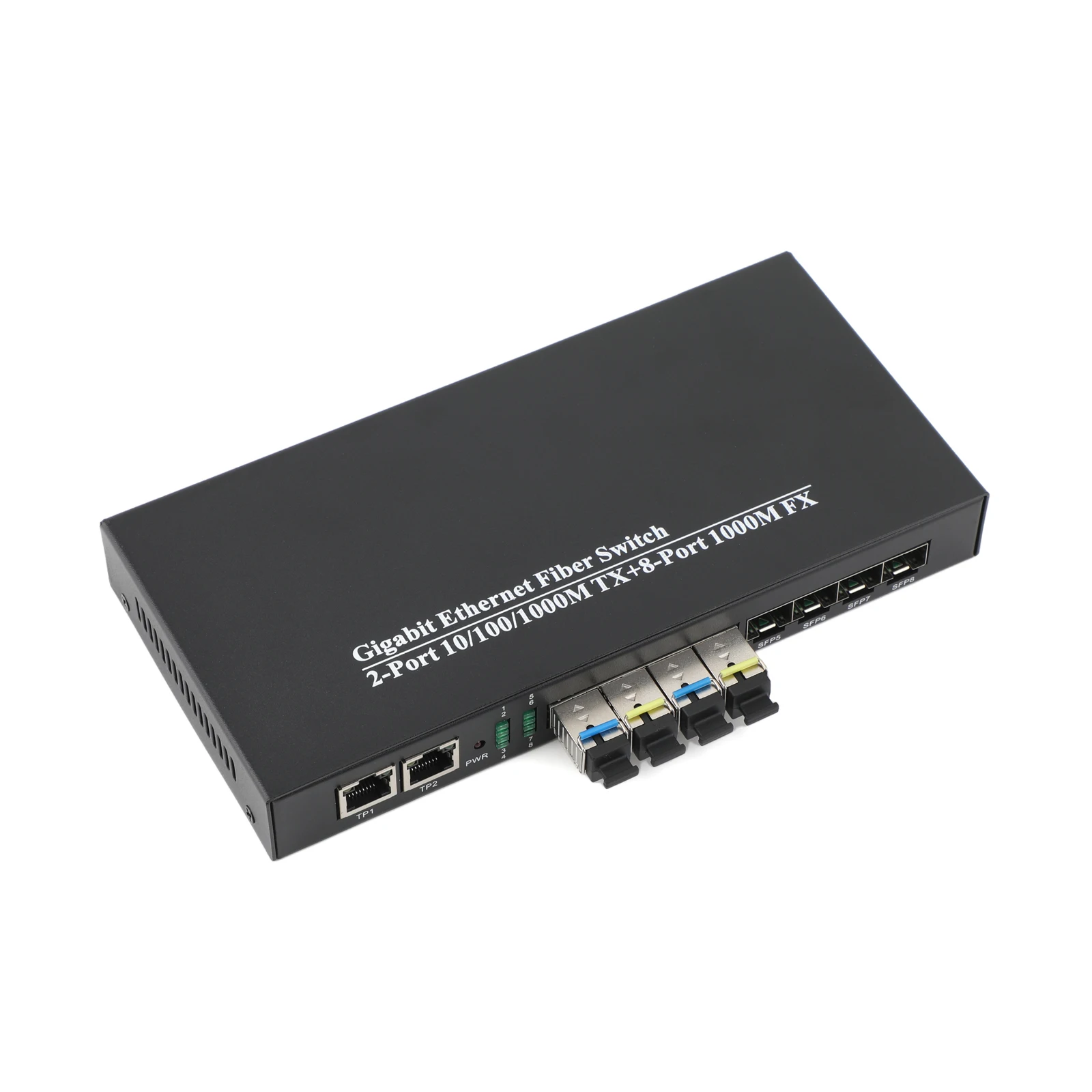 Transceptor SFP de 8 a 2 RJ45, convertidor de medios Gigabit SFP de 1 piezas, interruptor de fibra óptica de 10/100/1000M con módulo SC SFP de 3KM/20KM - imagen 5