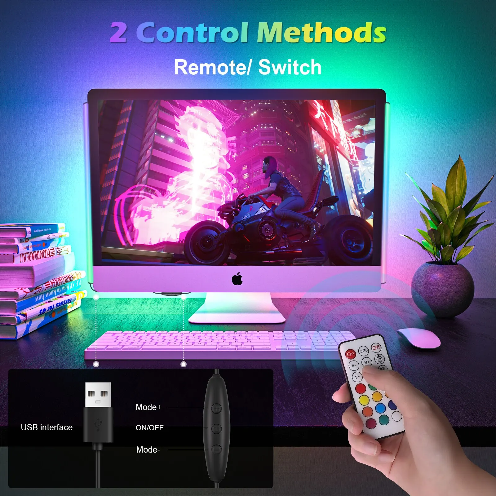 Luces de juego WILLED 2 en 1 bajo Monitor para juegos, mesa de juegos con control remoto para luz de teclado PC - imagen 3