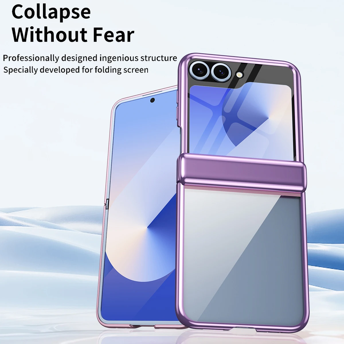 Funda de teléfono transparente con bisagra chapada de lujo para Samsung Galaxy Z Flip 6 5 4 3 5G, funda trasera transparente a prueba de golpes para Galaxy Z Flip 6 - imagen 5
