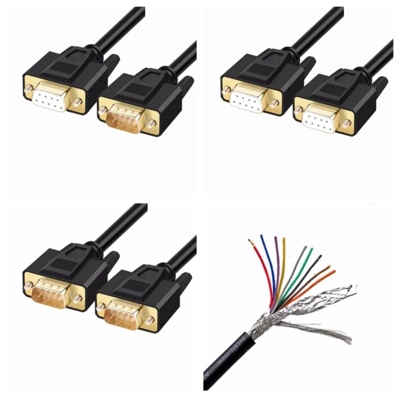 Línea serie de 9 pines chapada en oro Línea de datos RS232 COM Línea de conexión directa DB9 macho hembra