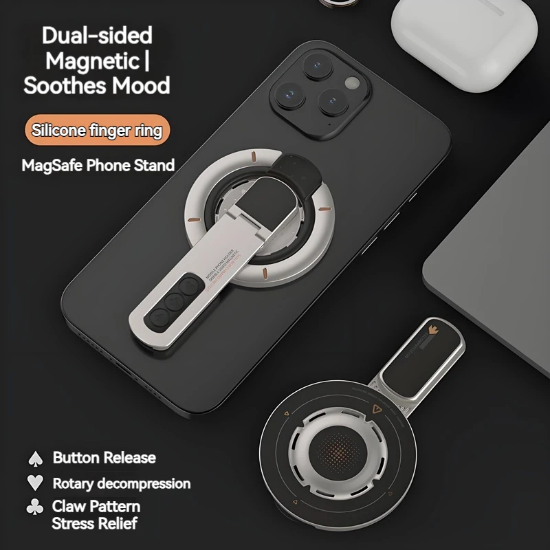 Soporte magnético de metal para anillos Fidget, 360 °   Rotación, universal para iPhone Samsung Xiaomi, soporte para aliviar el estrés, agarre anticaída para teléfono - imagen 5
