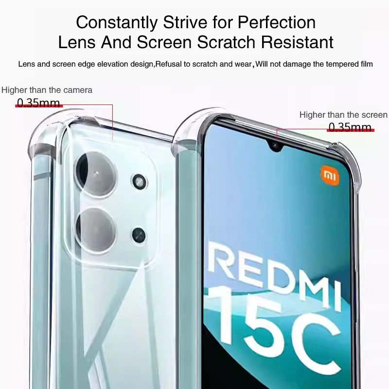 Funda de teléfono Original de silicona Airbag a prueba de golpes para Redmi 15c 4G 5G, funda protectora trasera suave de alta calidad, accesorios de TPU - imagen 3
