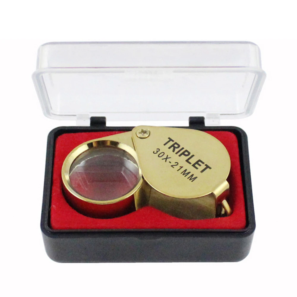 30X 20X 10X joyería de Metal lupa joyeros herramienta para ojos joyería lupa plegable lente de cristal lupa - imagen 3
