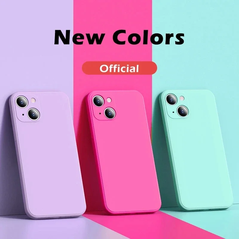 Nueva funda de silicona líquida para iPhone 14 11 13 12 Pro Max Mini Plus X XR XS 7 8 SE 2022 carcasa protectora trasera - imagen 2