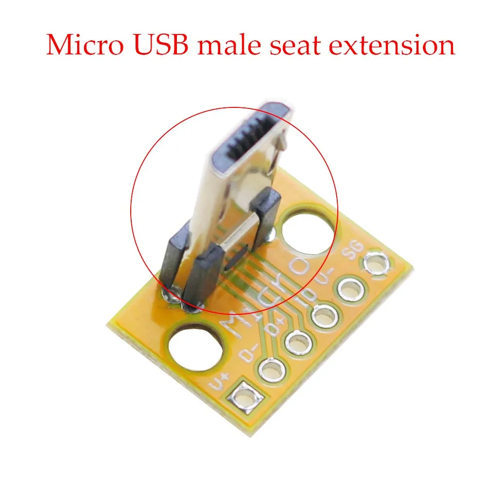 Adaptateur de convertisseur de carte PCB, connecteur de tête mâle femelle, carte de test d'installation verticale, micro USB, micro USB, type C, résistant à 180 - imagen 5