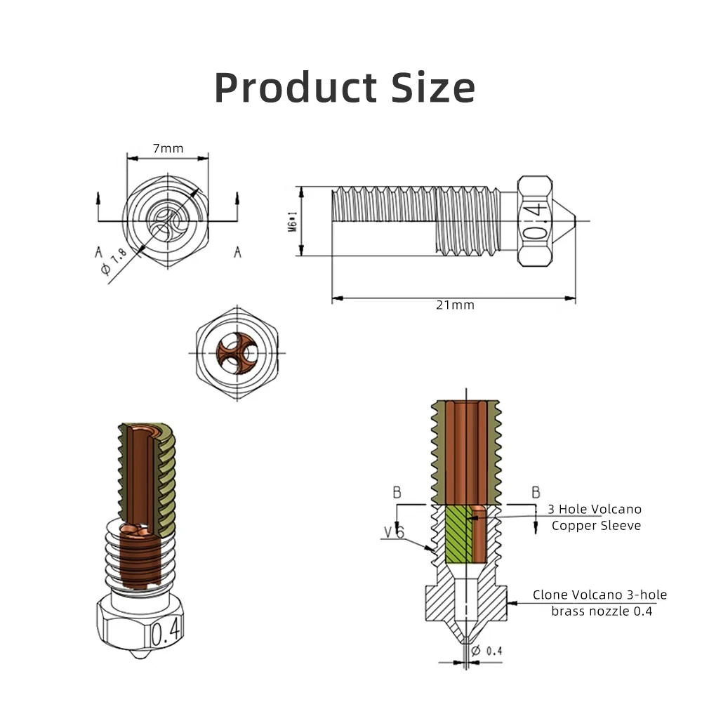 Boquilla de acero endurecido para impresora 3D, clon de alto flujo, 500 °, Sidewinder Artillery Genius Pro Vyper, Hotend - imagen 5