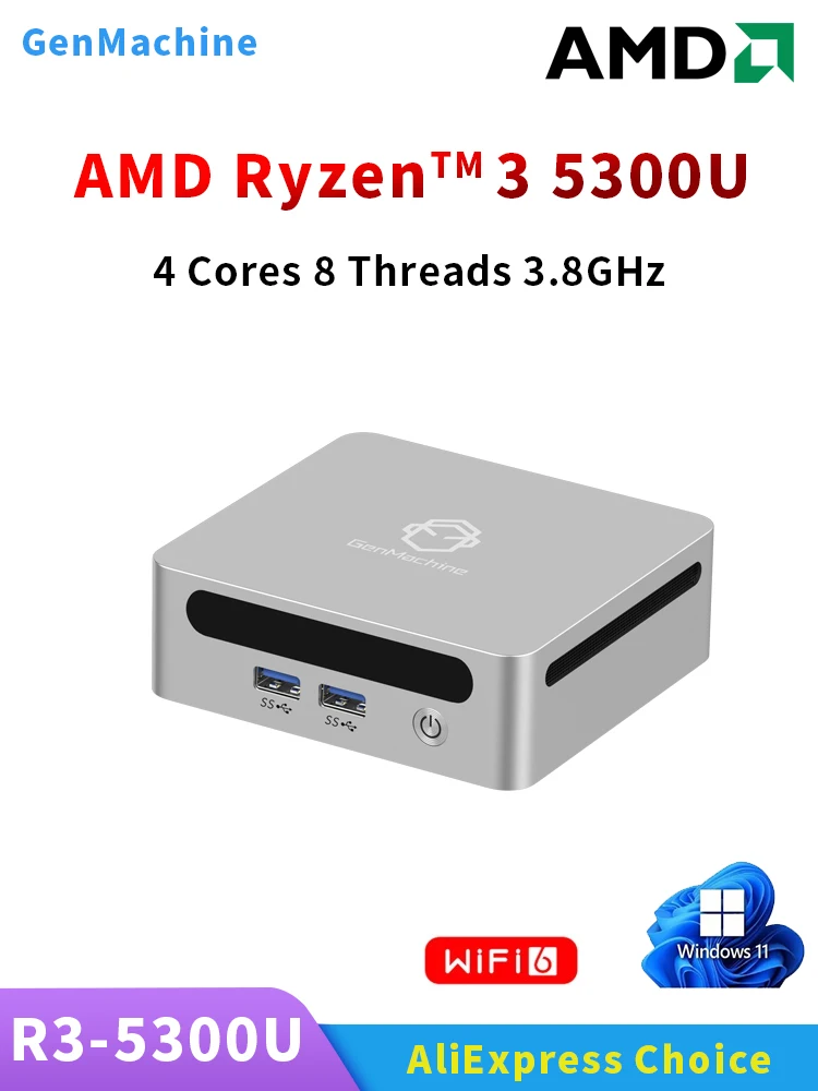 GenMachine nuevo Mini PC AMD 4300U procesador Windows 11 Ryzen 2,7 GHz hasta 3,7 GHz DDR4 Wifi6 HDMI Pc Gamer Diy ordenador para juegos - imagen 2