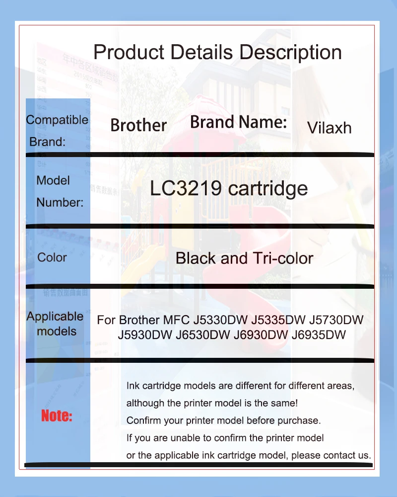 Vilaxh LC-3219XL 3219XL LC3219 cartucho de tinta Compatible para Brother MFC J5330DW J5335DW J5730DW J5930DW J6530DW J6930DW J6935DW - imagen 2