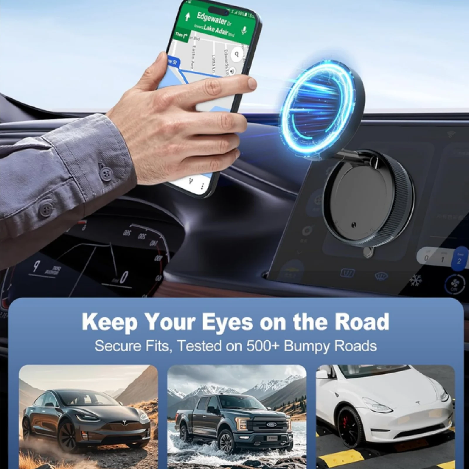 360 ° Soporte para teléfono con ventosa ajustable, soporte magnético para teléfono al vacío para uso en escritorio de coche, Compatible con todos los teléfonos inteligentes - imagen 5