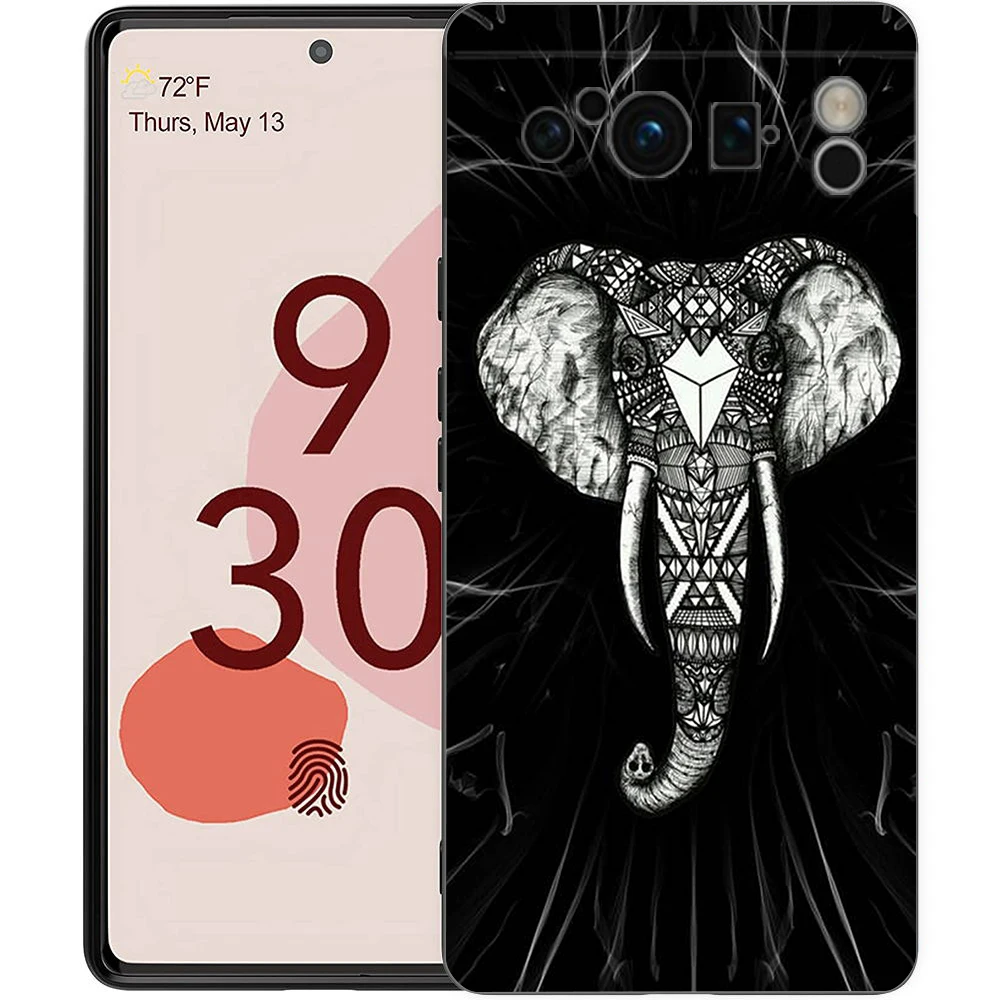 Funda de teléfono creativa con elefante Animal para Google pixel 9 8 7 6 Pro 6A 7A 5G, funda negra de silicona a prueba de golpes - imagen 3