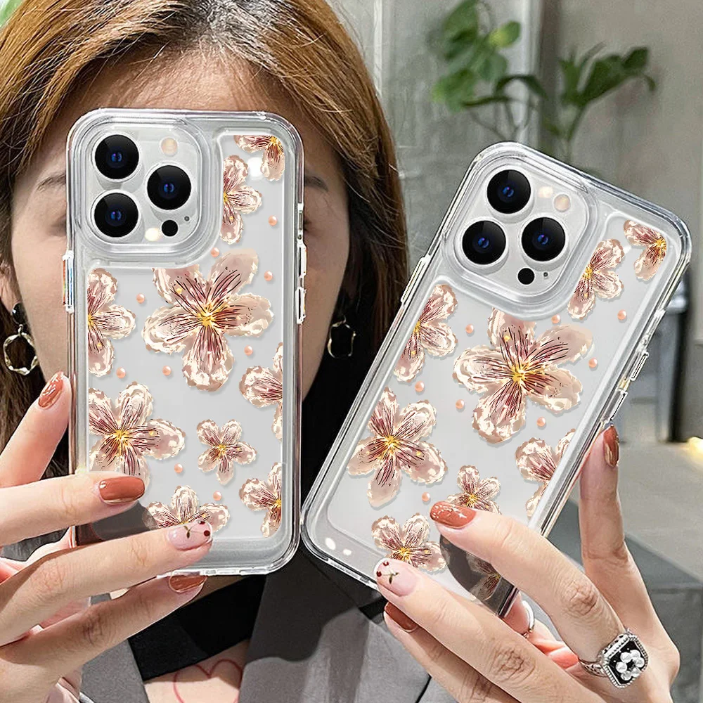 Transparent Soft Phone Case For iPhone 16 Funda iPhone 11 13 14 15 12 Pro Max XR X Xs 7 8 Plus 16promax Silicone Flower Covers - imagen 2