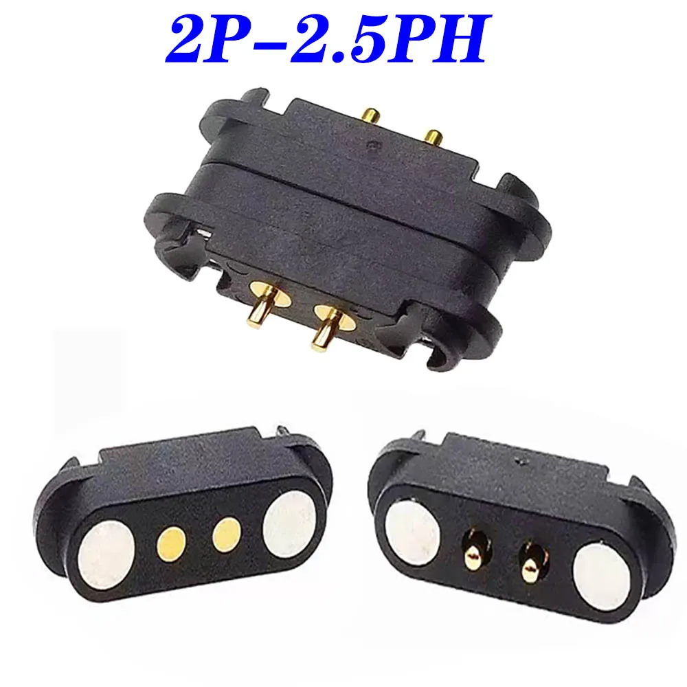 1-6 uds 2 pines con orejas espaciado impermeable 2,54mm conector Pin Pogo magnético Pogopin macho hembra toma de corriente CC con resorte - imagen 3