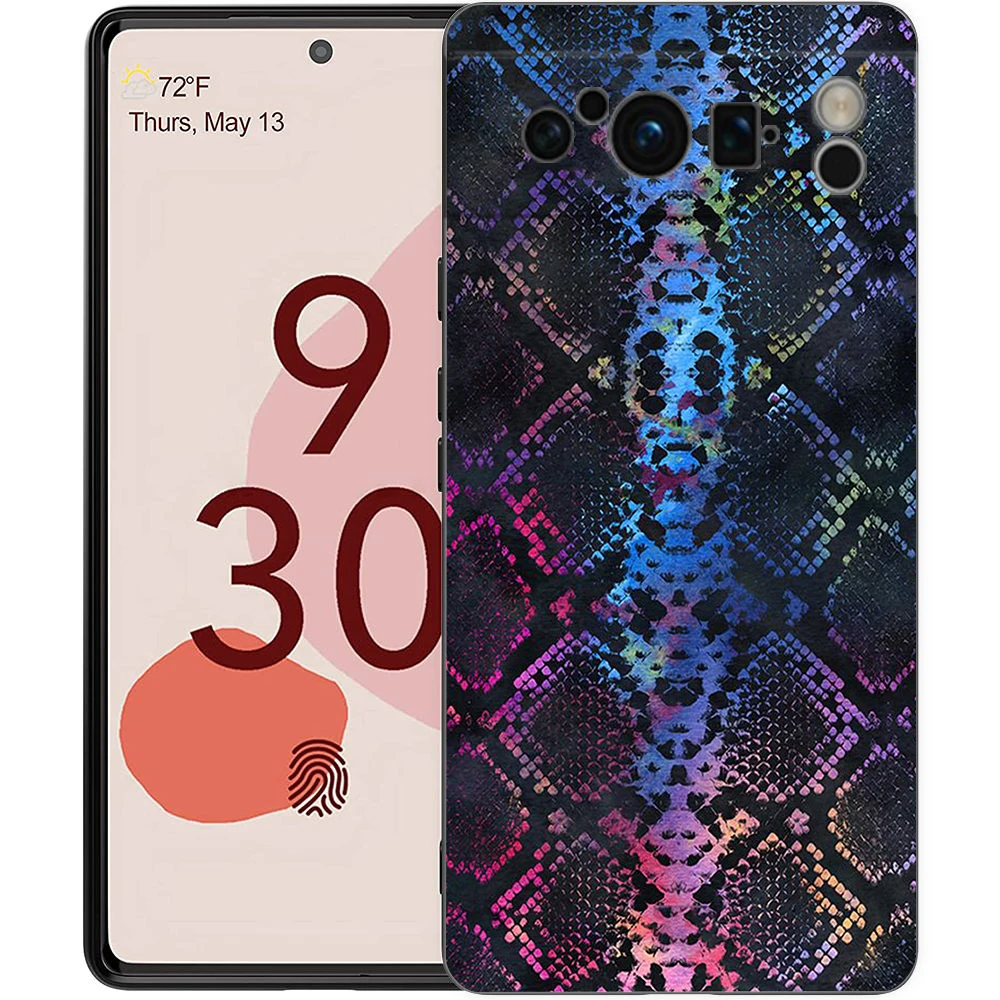 Funda de teléfono de piel de serpiente de lujo para Google Pixel 8, 7, 6 Pro, 6A, 7A, 5G, silicona suave a prueba de golpes, TPU, funda negra - imagen 2