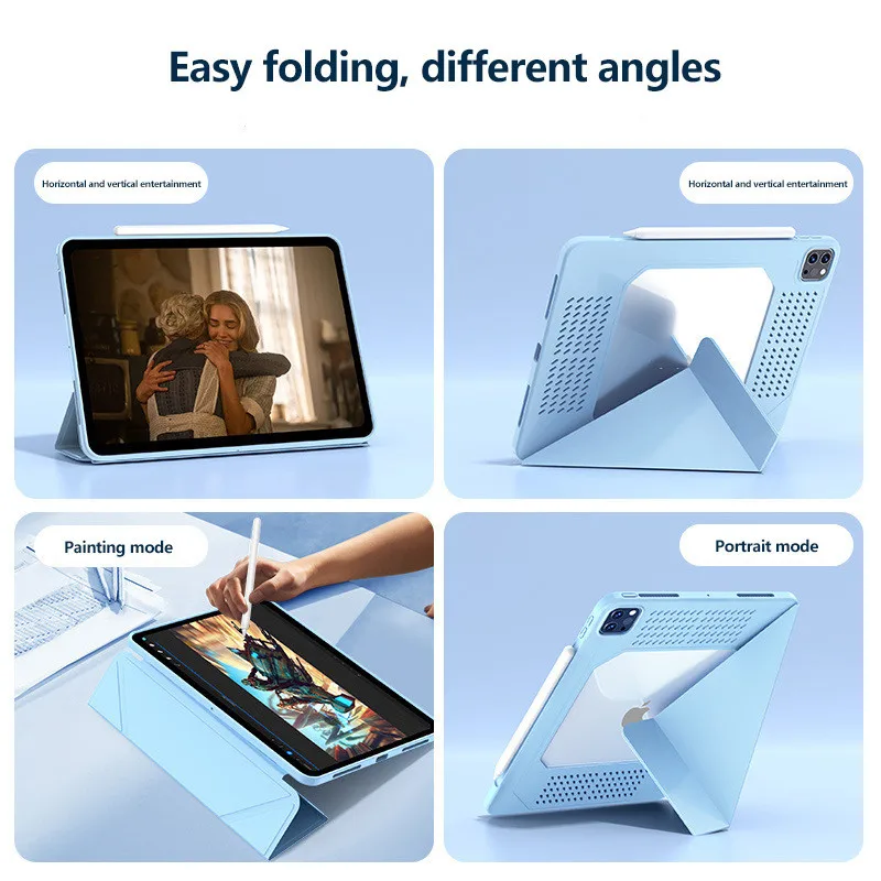 Funda de TPU para iPad Air 11 2025 M3 Air7 Air13 11th Gen A16 Pro 11 13 Air 11 6 5 4 3 2 1 10th 10,9 10,2 9,7 cubierta con soporte plegable en Y - imagen 3