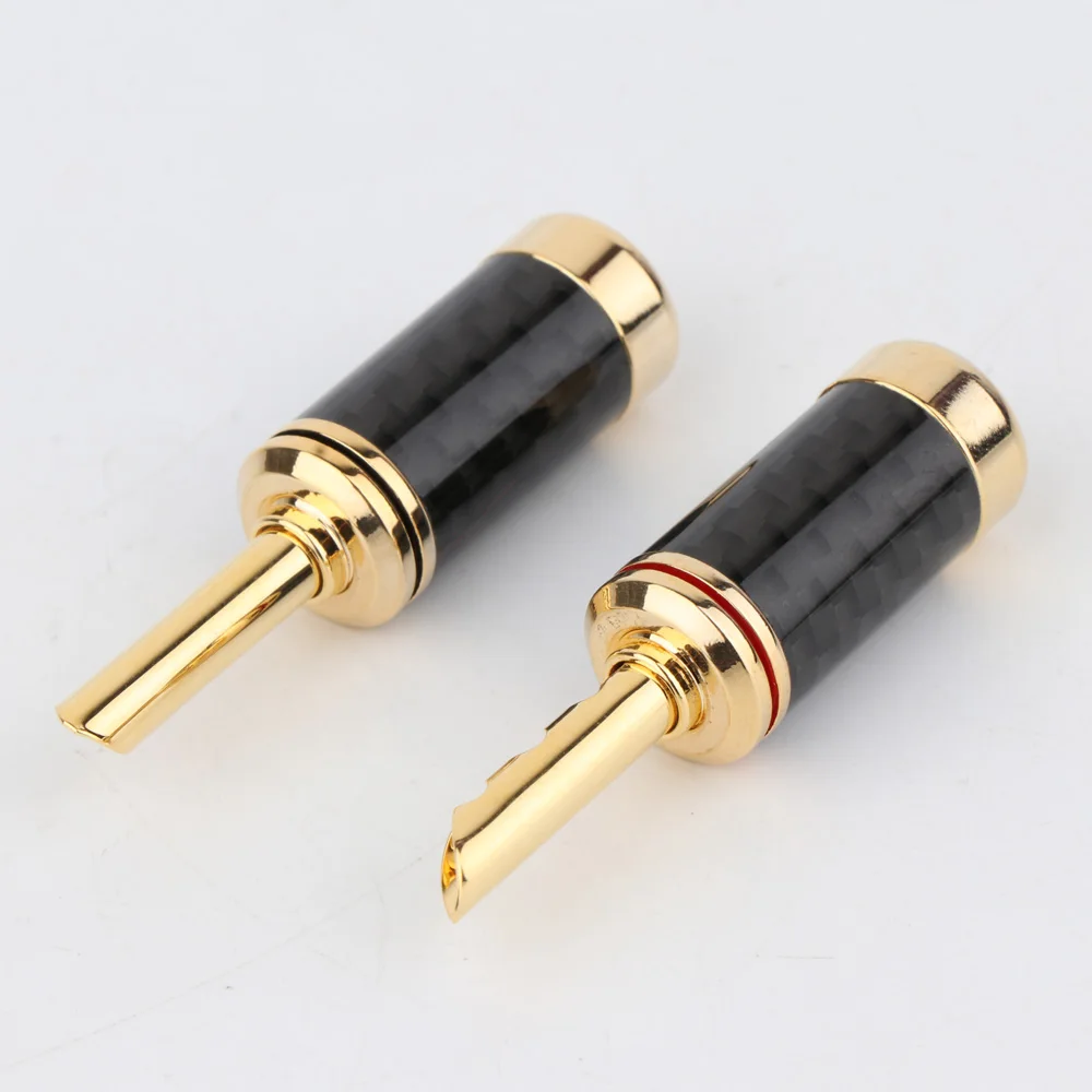 Alta calidad 8 Uds Hifi BFA conector banana chapado en oro/rodio cable de altavoz de audio de fibra de carbono conector banana - imagen 5