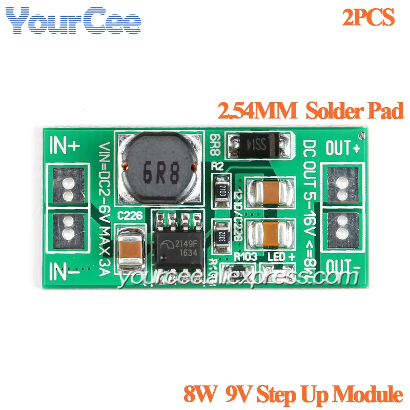 Módulo de fuente de alimentación convertidor de refuerzo de 8W, 5 uds./1 unidad, 5V, 9V, 12V, convertidor elevador, regulador de voltaje de DC-DC, placa PCB ajustable - imagen 5