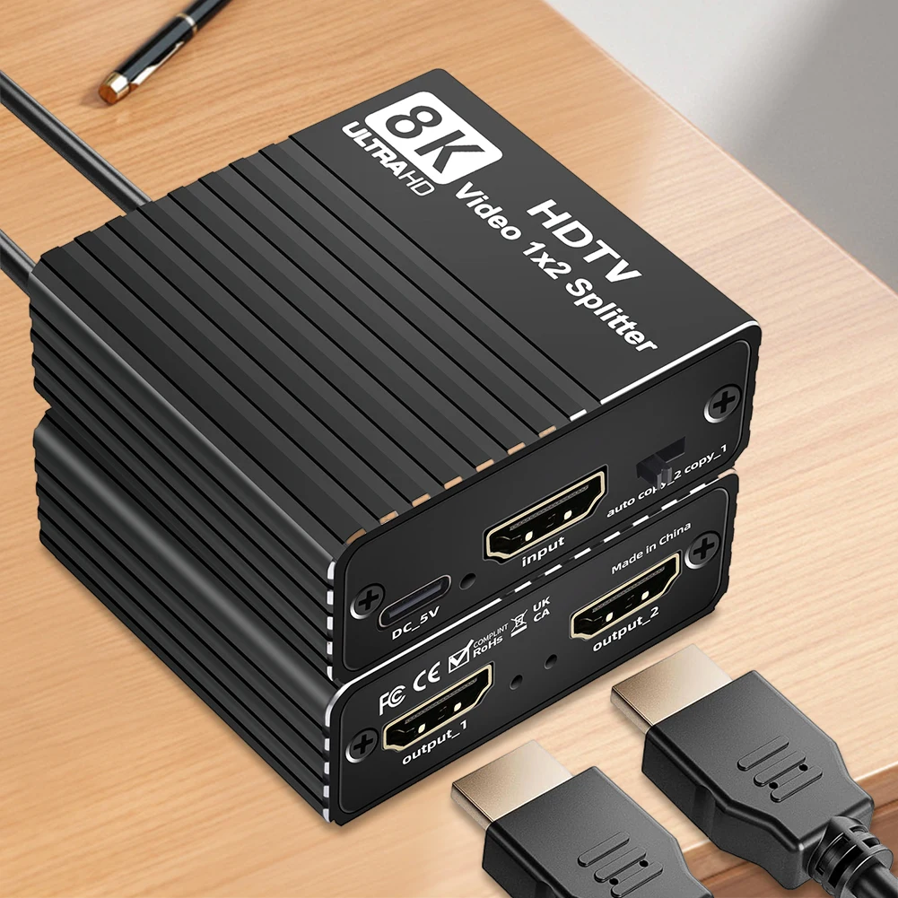 Divisor 8K HDTV 1X2 con EDID Compatible con HDMI 1 a 2 divisor 8K60hz/4K120hz/1080P240hz para ordenador de consola de juegos decodificador - imagen 4