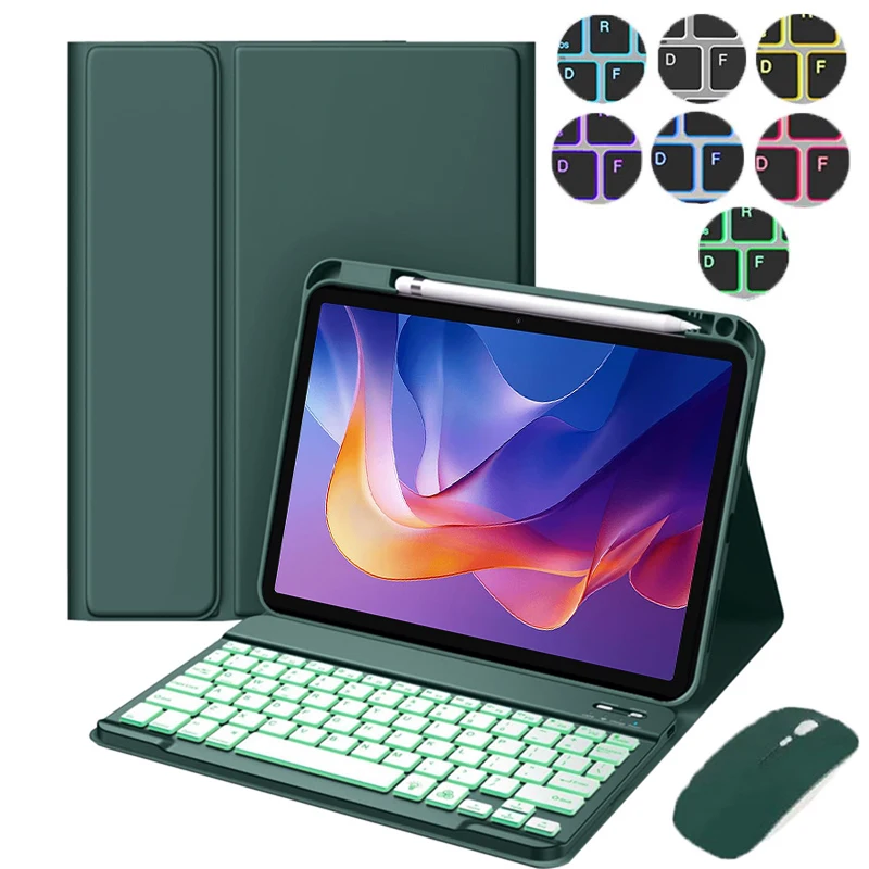 Funda con teclado para Redmi Pad 2 Teclado retroiluminado para Xiaomi Redmi Pad 2 2025 Funda para tableta con soporte de 11 pulgadas con ranura para lápiz Funda